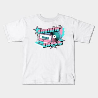 DRUM AND BASS  - 90s Steez (bubblegum pink/baby blue) Kids T-Shirt